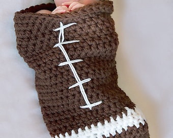 Football cocoon and Beanie Pattern  Newborn Crochet Digital Download