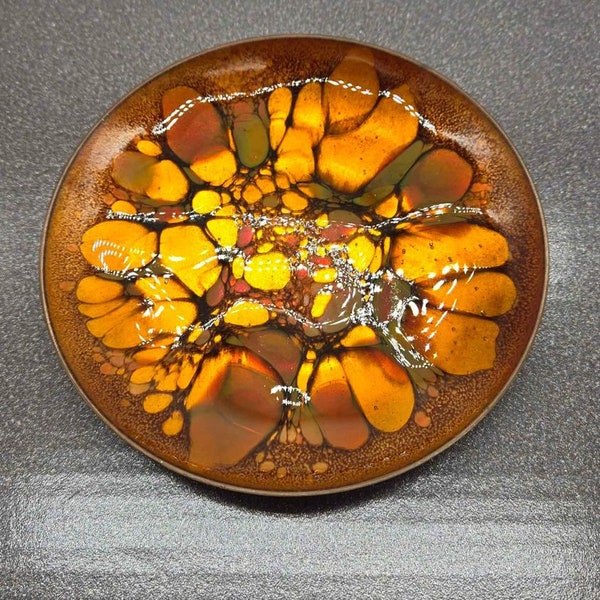 Rare Signed Vintage Enamel on Copper dish Famous San Francisco Artist WIN NG 1960’s 5.5" x 1". Rare find