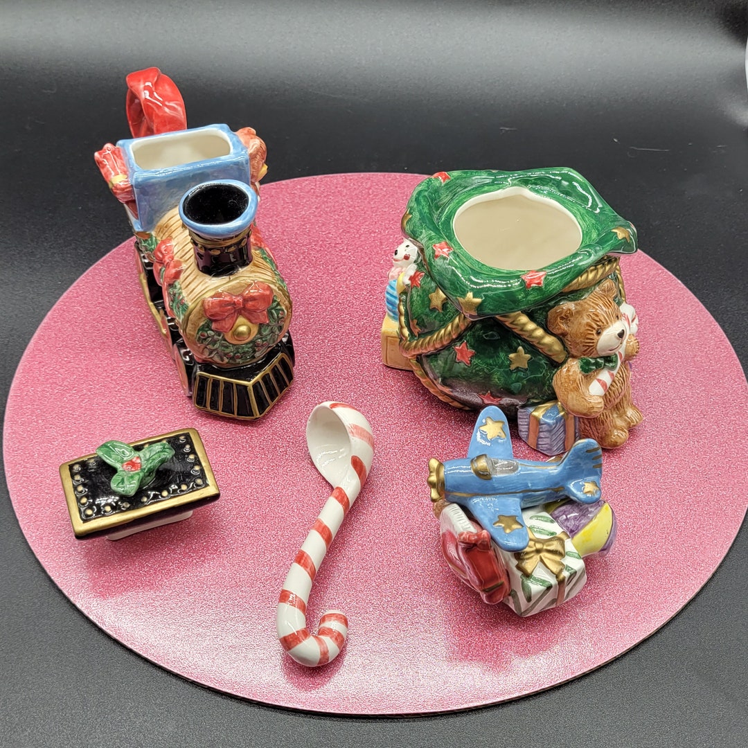 Fitz and Floyd Christmas Cream and Sugar Set. Train and Etsy