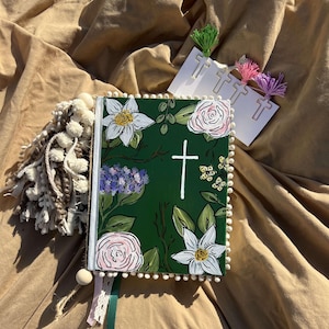 Wild Flower Hand Painted Bible, Personal Bible, Bible Keepsake, Cottage Core, Boho Bible