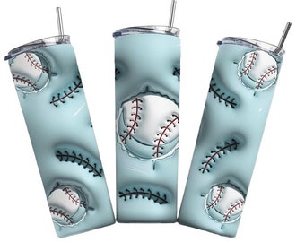 Transferencia de sublimación de envoltura de vaso de béisbol, hojaldre inflado 3D, listo para presionar, 20 oz recto, envoltura de vaso para jugador de béisbol, Día del Padre