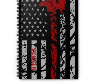 Thin Red Line Firefighter Personalized Spiral Notebook, First Responder Personalized Journal, Firefighter Notebook Gift, Lined Paper Pad