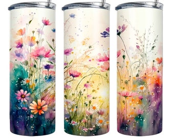 Flowers Tumbler Sublimation Wrap, Ready to Press, 20 oz Straight, Floral Transfer for Tumbler, Flower Tumbler Transfer Wrap, Wildflowers