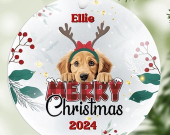 Dog Personalized Pet Christmas Ornament, Chihuahua, Shih Tzu, Rottweiler, Boxer, Beagle, Husky, Pet Loss, Dog Lover, Dog Owner, 20 Breeds