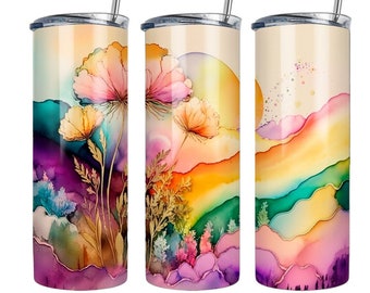 Flowers Tumbler Sublimation Wrap, Ready to Press, 20 oz Straight, Floral Transfer for Tumbler, Watercolor Flower Tumbler Transfer Wrap