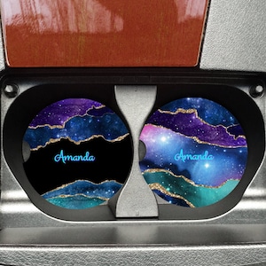 Galaxy Marble Personalized Car Coasters, Galaxy Gift, Personalized Coasters, Sandstone Car Coasters, Car Accessories, Custom Car, Set of 2