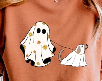 Сute Ghost Dog Shirt, Comfort Colors® Dog Lovers Halloween Gift, Halloween Dog Shirt, Spooky Season, Womens Halloween Shirt, Fall Sweatshirt