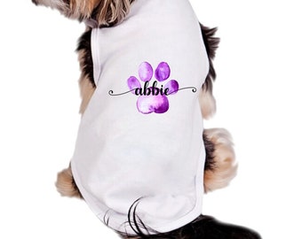 Personalized Dog Shirt, Pawprint with Name Dog Tank Top, New Dog Owner, Dog Gift, Custom Dog Shirt with Name, Choose Paw Color and Name