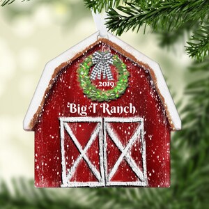 Barn Personalized Christmas Ornament, Farm Ornament, Ranch Ornament, Watercolor Ornament, Holiday Decoration, Gift Exchange, Tree Decor