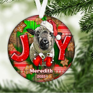 Christmas Hampshire Sheep Personalized Ornament, 2-dimensional flat, Custom Name Christmas, Farm Ornament, Sheep Lover, Lamb Ornament