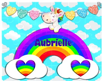 Puzzle, Kids Puzzle, Unicorn Rainbow Puzzle, Children's Custom Puzzle, Personalized Puzzle, Learning Toy, Kid Gift, Name Puzzle, Gift