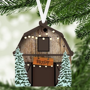 Barn Personalized Christmas Trees Ornament, Farm Ornament, Ranch Ornament, Ornament, Holiday Decoration, Gift Exchange, Tree Decoration