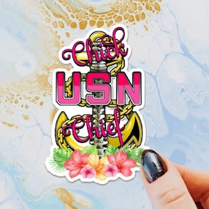 Chick Chief CPO Sticker, Chief Petty Officer, Navy Ladies, U.S. Navy Female, Hibiscus, Laptop Sticker, Water Bottle Sticker, Tumbler Sticker