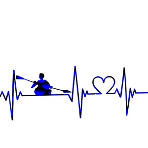 Kayak Heartbeat Sticker Decal, Kayak Sticker, Kayaker, Outdoors Decal, Rowing, Water, River, Lake, Car Window, Laptop, Choose Size/Color