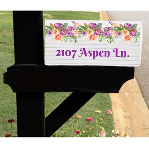 Peach and Purple Floral Mailbox Cover w/ Magnetic Strip, Personalized Mailbox, Custom Address Mailbox Cover, Personalized  Mailbox Cover