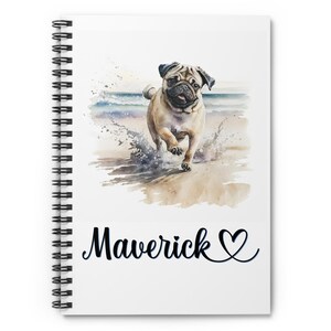 Pug Personalized Spiral Notebook, Personalized Journal - Pug Dog Breed Notebook - Dogs, Rescue Dog Mom, Dog Lover Gift, Pug Mama, Rescue Pug