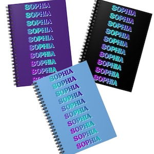 Personalized Name Spiral Notebook, Name Gifts for Kids, Back to School, Personalized School Supplies, Lined Paper Journal, Choose Colors