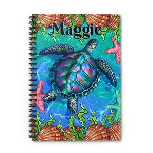 Sea Turtle Spiral Notebook Ruled Lines Journal Notebook Stationary Gift Durable Cover 6x8 Inches, Beach, Sea Turtles, Journaling, Teacher