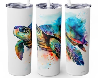 Sea Turtle Tumbler Wrap Sublimation Transfer - Ready to Press - 20 oz Straight - Ocean Tumbler Wrap, Beach, Sea Turtles, Sub Transfer