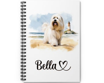 Havanese Long Haired Dog Beach Personalized Spiral Notebook, Havanese Personalized Journal - Dog Breed Notebook, Gift for Mom, Dogs, Dog Mom