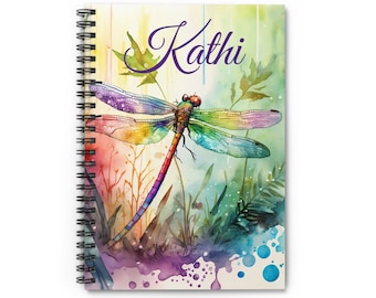 Personalized Journal Notebook Dragonfly  - Dragonfly Paper - Gift for Mom, Teacher Gift, Watercolor Dragonflies Notebook, Mother's Day Gift