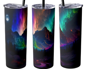 Northern Lights Tumbler Sublimation Wrap - Aurora Borealis Ready to Press Sublimation Transfer - 20 oz Straight Tumbler, Tumbler Wrap