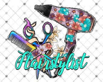 Hair Stylist Hairdresser Sublimation Transfer Ready to Press, Hairdresser Gift, Cosmetologist, Hair, Hair Cut, Hair Dresser, Scissors, Comb