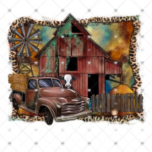 Rustic Barn Sublimation Transfer, Vintage Truck Sublimation , Cow Sublimation, Farm, Cows, Cow Lover, Ready to Press, Printed, Ready to Use