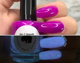 Glow-in-the-Dark Nail Polish - Purple, Glows Blue - Galaxy - Custom Blended - Glow Nails, FREE U.S. SHIPPING, Full Sized Bottle (15 ml size)