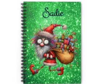 Santa Personalized Journal Notebook - Gift for Teacher, Custom Holiday Notebook, Quirky Santa Paper Pad, Lined Paper Notebooks, Customized