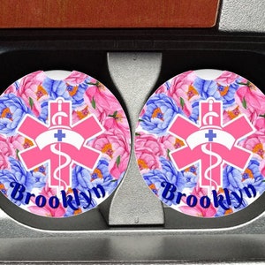 Nurse Personalized Car Coasters - Cup Holder, Customized, Nurse Gift, Nursing, RN, CNA, LPN, Custom Gift - Auto Accessories - Set of 2