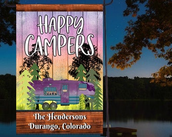 Camping Garden Flag, Personalized, Garden Flag, Name Garden Flag, Camper, Happy Campers Flag, Yard Decor, Yard Decoration, Camper Decor