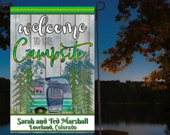 Camping Garden Flag, Personalized, Garden Flag, Name Garden Flag, Camper, Happy Campers Flag, Yard Decor, Yard Decoration, Camper Decor