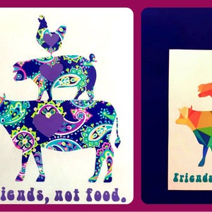 Friends Not Food Farm Animals Vinyl Decal Sticker Die Cut Custom Car Window Laptop Tumbler Water Bottle Bumper - You Choose Size and Color