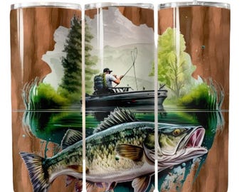 Fishing Life Tumbler Sublimation Wrap - Ready to Press Sublimation Transfer - 20 oz Straight, Fish Tumbler Wrap, Gift for Man, Fisherman