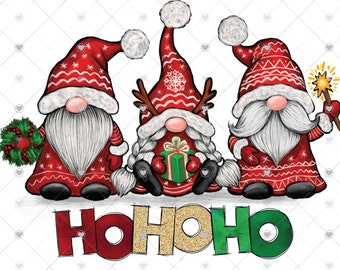 Ho Ho Ho Gnomes Christmas Sublimation Transfer, Ready to Press, Christmas Transfer, Gnome, Sublimation Design, Ready to Use, Holiday Sub