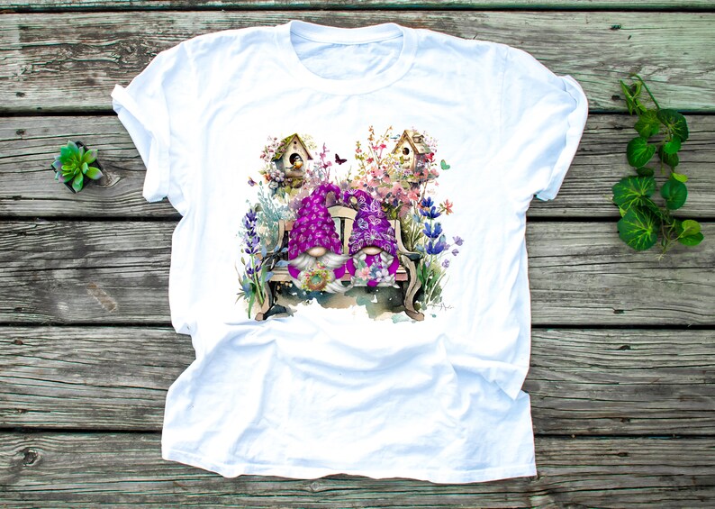 Spring Gnome Flower Garden Sublimation Transfer, Sublimation Transfer, Purple Gnomes Transfer, Summer Flowers Gnome, Butterfly Gnome, Bird image 5