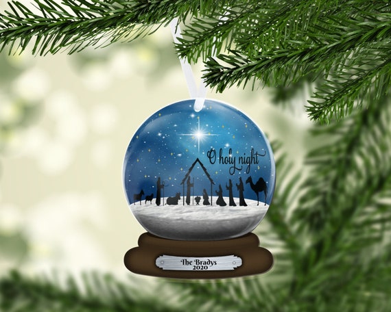 Personalized Crystal Glass Ornament Nativity Christmas Custom Gift 
