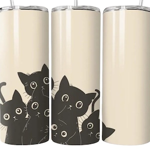 Black Cats Tumbler Wrap Sublimation Transfer, Halloween, Ready to Press, 20 oz Straight, Cat Tumbler Wrap, Kitty, Kitten, Kitties