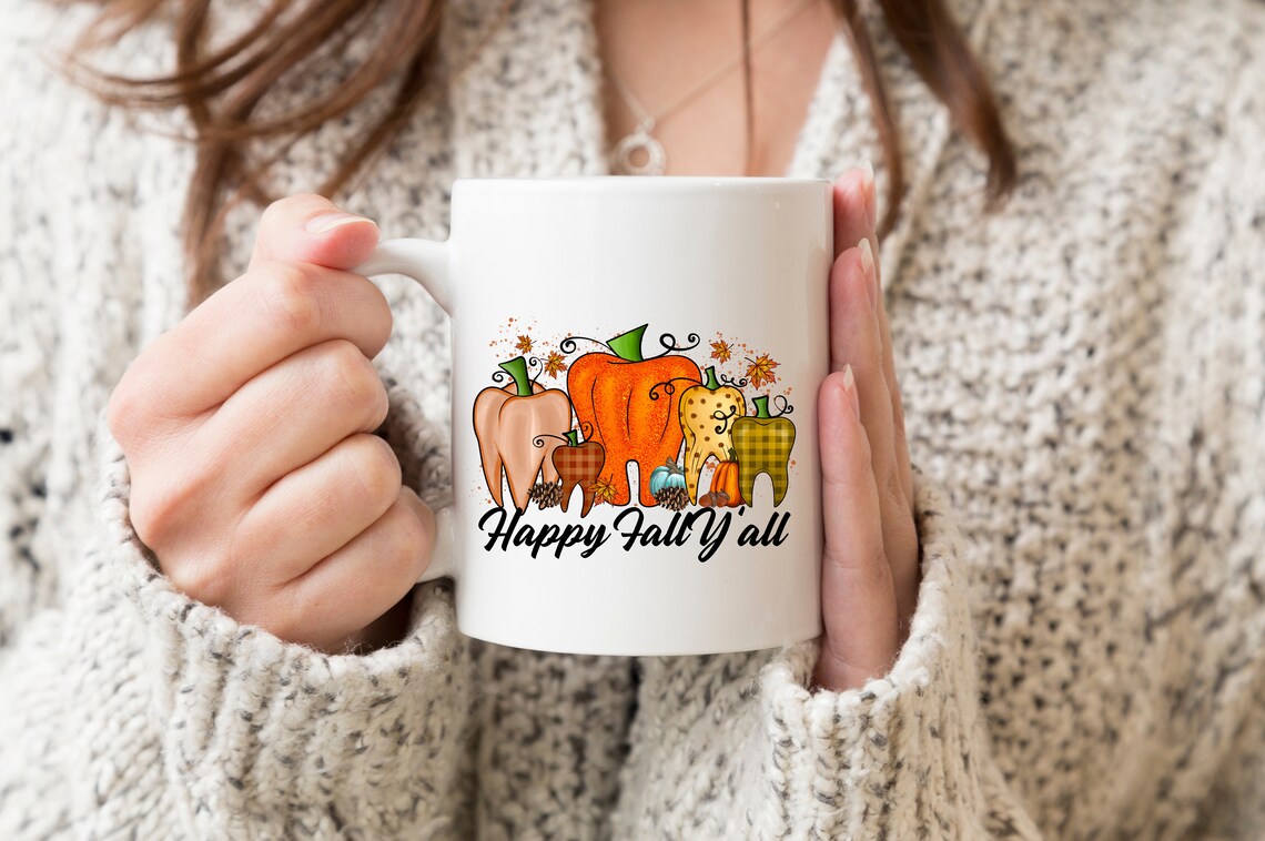 Tooth Fall Decor Happy Fall Teeth Sublimation Transfer, Ready to Press, Dental Assistant ...
