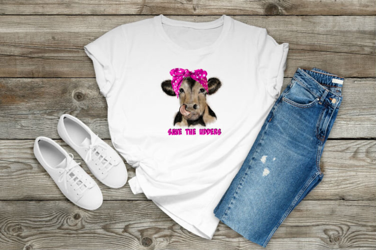 Breast Cancer Awareness Save the Udders Cow Sublimation | Etsy