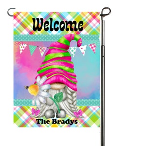 Spring Gnomes Garden Flag, Personalized, Garden Flag, Gnomes Garden Flag, Gnome Gift, Spring Flag, Yard Decoration, Spring Garden Decor