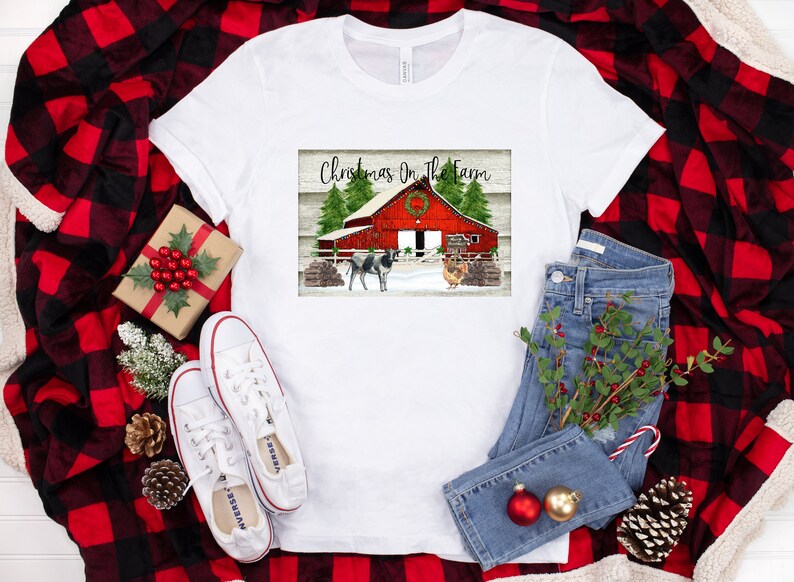 Christmas Barn Sublimation Transfer, Farm Transfer, Barn, Printed Sub, Christmas Cow, Chicken, Sublimation Design Transfer, Ready to Use image 6