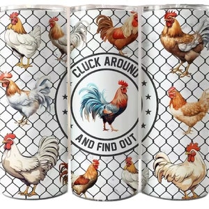 Funny Chicken Tumbler Sublimation Wrap - Ready to Press Sublimation Transfer - 20 oz Straight Tumbler, Tumbler Transfer, Farm, Chickens