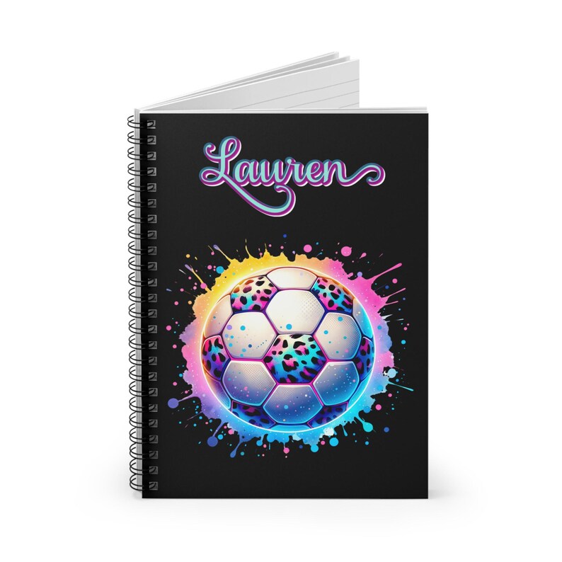 Soccer Ball Personalized Spiral Notebook, Soccer Journal, Leopard ...