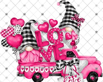 Valentine's Day Gnomes Truck Love Sublimation Transfer, Valentine Sublimation, Gnome Sub Transfer, Love Transfer, Ready to Use, Shirt/Mug