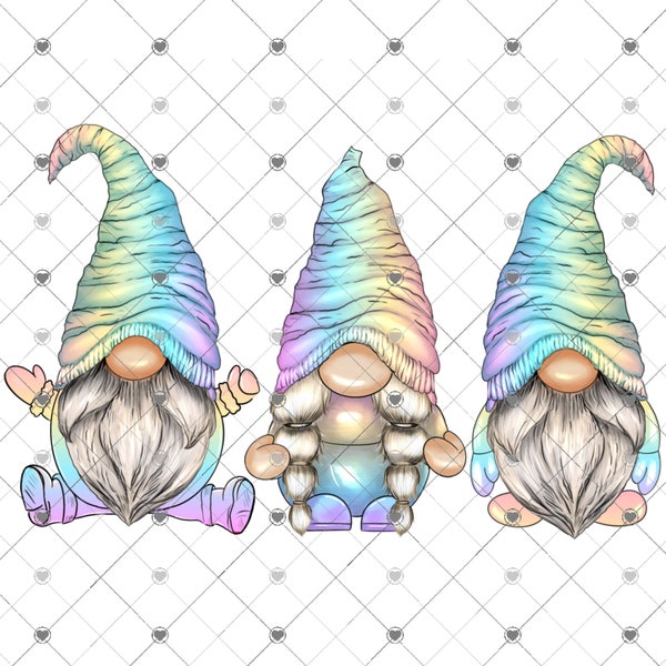 Pastel Gnomes Sublimation Transfer - Ready to Press, Rainbow Gnome Transfer, Gnome Transfer, Gnome Lover Transfer, Gnomes, Ready to Use