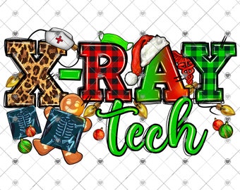Christmas X-Ray Tech Ready to Press Sublimation Transfer, Ready to Use, X-Rays, Xrays, X-ray Technician, Hospital, Sub Image Ready to Press