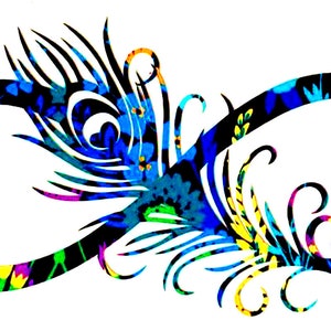 Infinity Peacock Feather Vinyl Decal Sticker - Water Bottle Sticker -  Laptop Decal - Tumbler - Bumper - You Choose Size and Color