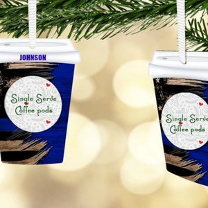 Thin Blue To Go Cup Coffee Pod Ornament, Personalized, Police Gift, First Responder Gift, Back the Blue, Police Ornament